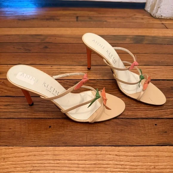 *New Vintage* y2k Anne Klein Strappy Leather Heels - Picture 3 of 8